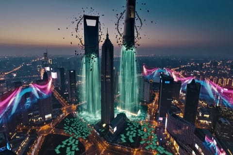 3D rendered bank vault bursting open, golden coins and cash spilling out triumphantly.
