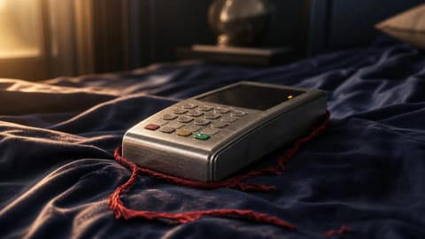 Abstract 3D render of glowing payment terminals and flowing digital currency streams