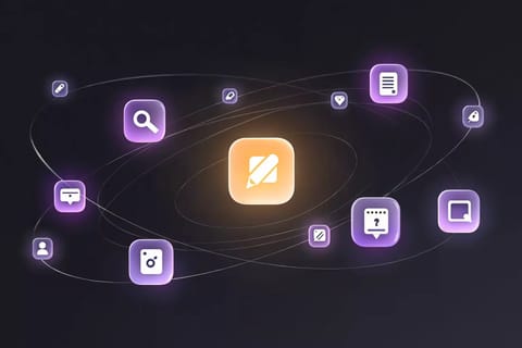 Warm purple-magenta workspace with glowing AI tools, surreal dream women, and amber pathways for ai porn character creator.