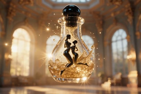 3D rendered seductive woman posing amid glowing neon circuits and holographic screens.