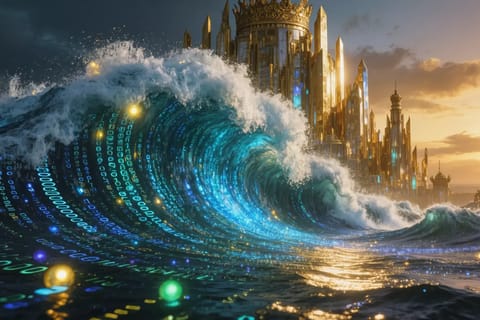 Vibrant 3D render of towering webcam spires amid surging digital crowds and glowing 467M visit counters.
