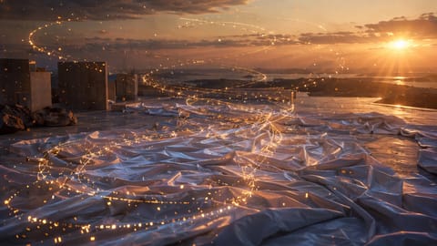 Dramatic cinematic spotlights pierce volumetric fog over a shadowy urban figure in 3D render.