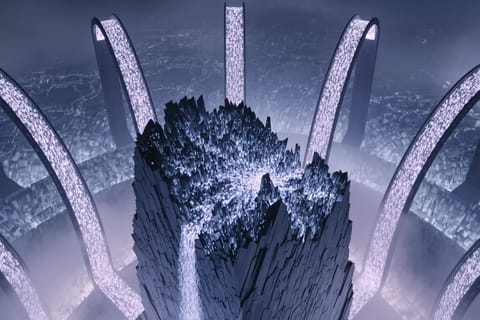 Vibrant 3D render of glowing pipeline morphing static photo into flowing video frames.