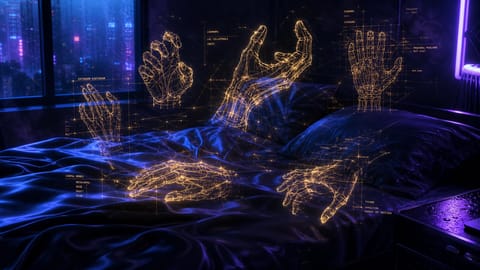 Surreal illustration of a human hand with elongated fingers and distorted anatomy.