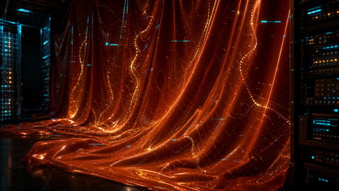 Abstract 3D render of glowing neural patterns forming a lifelike figure in surreal digital art.