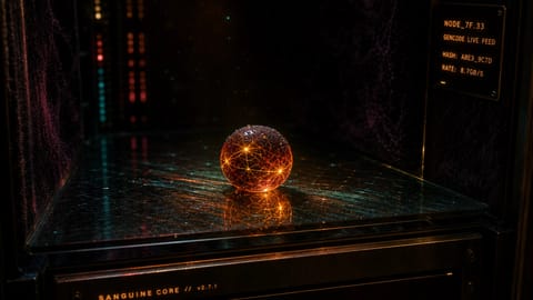 Futuristic 3D render of glowing AI nodes connecting through ethereal VFX data pipelines.