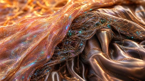 Abstract digital art with colorful overlapping generational silhouettes and flowing data lines
