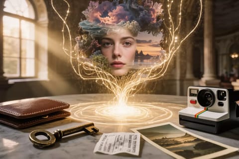 3D render of glowing smartphone generating diverse colorful portraits in futuristic cosmic nebula.
