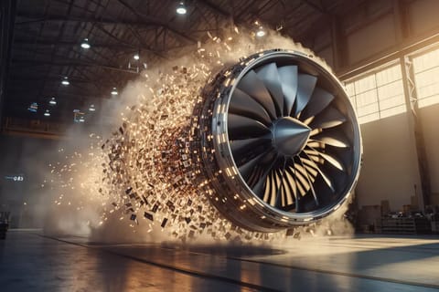 Dynamic 3D render of glowing turbo AI chip accelerating through vibrant neural networks and creative tools.