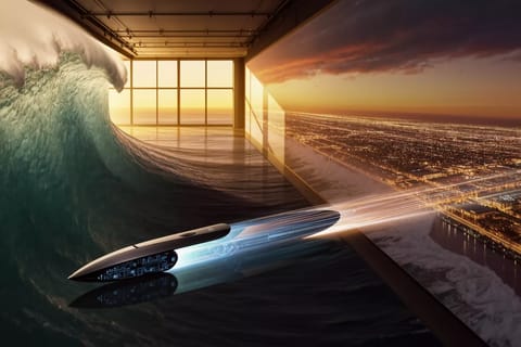 Futuristic 3D render of glowing motion brushes painting luminous trails across a cinematic starry landscape.