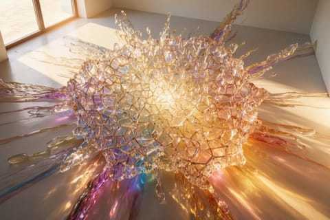 Futuristic 3D render of glowing interconnected nodes forming dynamic energy pipelines in neon blues.