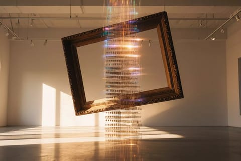 Futuristic 3D portrait of a face with glowing lip-sync waves emerging from a single image.