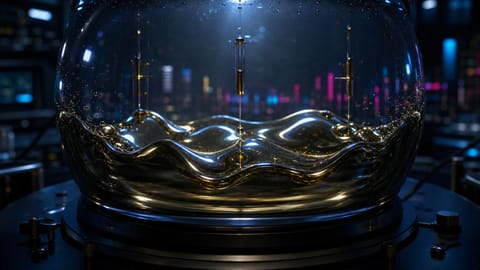 Futuristic AI interface displaying glowing video frames with neural network patterns in dark tones