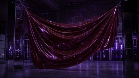 Vibrant 3D render of glowing seeds dancing around holographic AI video screens and circuits.