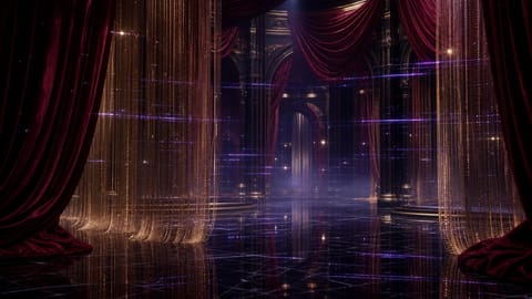 Vibrant 3D render of a dancer mid-motion with glowing digital effects on stage