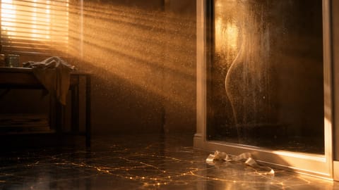 Sensual nude figure reclining on silk sheets in dimly lit luxurious bedroom, artistic render.