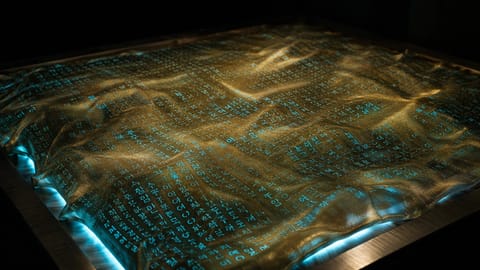 3D render of futuristic Seoul skyline with glowing AI circuits and copyright seals.