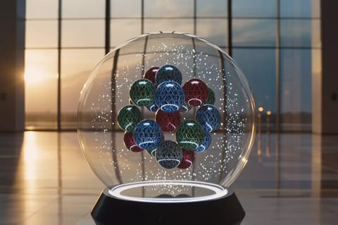 Vibrant 3D rendered studio with floating logos seamlessly aligning into cohesive visual patterns.