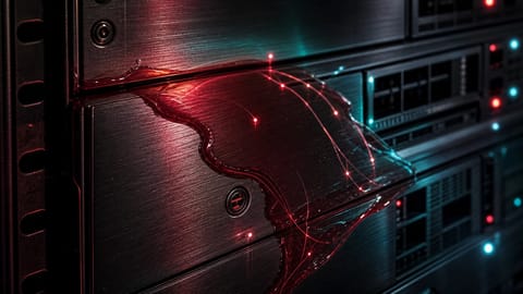 3D render of glowing data streams forming a vast, infinite neural network landscape.