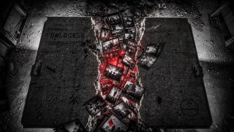 3D rendered futuristic video frame transforming low-res pixels into sharp, glowing cinematic vista.