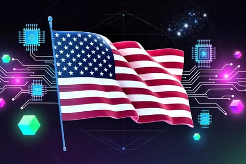 Modern tech header with dark background, glowing blue neural networks, and vibrant red-white accents.